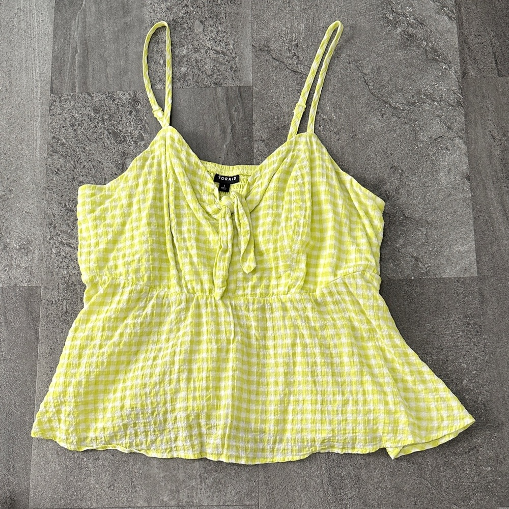 Torrid Lemon Gingham Camisole Top/ in like new condition